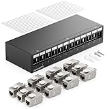 deleyCON 12 Port Patchpanel Set mit 12x CAT.7 RJ45 Keystone Jack Modul STP 10 Gbit/s -...