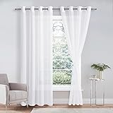 DWCN Sheer Voile Vorhang Transparente Gardine mit Ösen 2 Stücke Ösenschal...