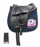 AMKA Pony Shetty Sattel Reitkissen Set für Kinder komplettes Set Holzpferde Reitsattel