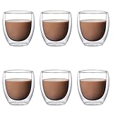 6er Doppelwandige Espressotassen Set 80ml, Latte Macchiato Gläser Set...