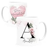 SpecialMe® Kaffee-Tasse mit Buchstabe Initiale Monogramm personalisiert mit Namen...