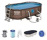 Bestway Power Steel Swim Vista Series Pool Komplett-Set, oval, mit Filterpumpe,...