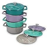 Navaris Mini Cocotte Topf Set - 4x Bratentopf klein mit Deckel - Bräter gusseisen...