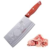 TJ POP Hackmesser Chinesisches Kochmesser Professionelles 18.8cm, Scharfer...