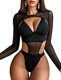 Avidlove Rave Outfits für Damen Sexy Body Dessous Bodysuit Schnalle Achselzucken...