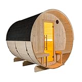 Sentiotec Kuusi 240 Canopy Fasssauna aus Fichte Gartensauna mit Dacheindeckung Ø 220 x...