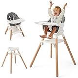 DREAMADE 6 in 1 Hochstuhl mit Tisch, Kinderhochstuhl mit Abnehmbaren Holzbeinen & Tabletts...