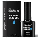 Gelike ec Nagelkleber Für Kunstnägel,6 in 1Clear Extra Stark Nail Glue Für...