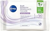 NIVEA 3in1 Sensitiv Reinigungstücher, milde Gesichtsreinigungstücher mit Dexpanthenol,...