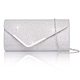 Larcenciel Clutch, Glänzende Pailletten Abendtaschen mit Abnehmbarer Kette, Envelope...