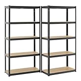 Juskys 2er-Set Lagerregal Basic 2X 180x90x40cm (HxBxT) - 1750 kg - 10 Böden -...