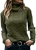 GeGekoko Pullover Damen Rollkragenshirt Cable Knit Elegant Langarm Tops Lose...