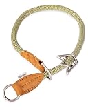 Rudelkönig Hundehalsband Emma - Elegantes Zugstopp Halsband aus Leder und Nylon - ø 12mm...