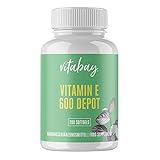 Vitabay Hochdosiertes Vitamin E 600 IE Depot - 200 VEGAN Softgel Vitamin E...