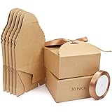 Belle Vous Geschenkbox 50 Braune Geschenkboxen aus Kraftpapier (inkl. Satin Band...