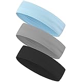 3 Stück Sport Stirnbänder, Elastische Yoga Stirnband rutschfeste Kopfbänder Elastische...