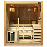 Dewello Finnische Sauna Sarnia 180x140 Kabine aus Hemlock Tannenholz mit 6KW HARVIA Ofen...