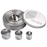 ZITFRI 12 Stück rund Ausstechformen Ringe Keksformen Edelstahl Circle Cookie Cutter 2,8...