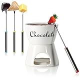 com-four® Schokoladenfondue-Set mit Schriftzug - Schmelztopf für Schokolade und Käse -...