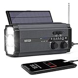 Nigecue Solar Radio, Tragbar Kurbelradio Dynamo Radio mit AM/FM, Eingebaute...