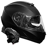 Klapphelm Integralhelm Helm Motorradhelm RALLOX 160-3 schwarz/matt mit Sonnenblende (S, M,...