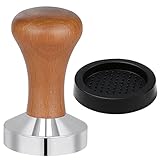 Vicloon Kaffee Tamper,tamper 51mm mit Holzgriff und Silikonmatte 60mm,kaffeestempel...