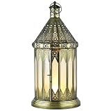 Marrakesch Boho Deko Teelichthalter Windlicht aus Metall & Glas Lilaf Weiss 40cm |...