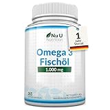 Omega 3 Fischöl 1000mg - 365 Softgelkapseln - Reines Fischöl aus Nachhaltigem...