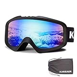 Karsaer Unisex Skibrille OTG，100% UV-Schutz Anti-Fog Snowboardbrille für...