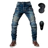 oFzimTo Motorradhose für Herren mit Protektoren, elastische Motorradjeans für Herren mit...