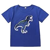 Dinosaurier-T-Shirt mit Pailletten, kurzärmelig, für Mädchen und Jungen,...