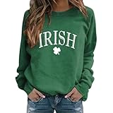 IRISH Damen-T-Shirt, modisch, Rundhalsausschnitt, lässig, Blumendruck, langärmelig,...