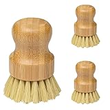 Palm Pot Brush - Bambus Runde 3 Packungen Mini Spülbürste Natürliche Scheuerbürste...