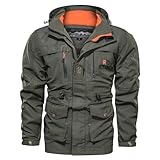 Chdirnely Winterjacke für Herren, lässig, langärmelig, mit Reißverschluss, mit Kapuze,...