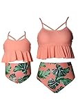 WIWIQS Sommer-Bikini-Set für Mädchen, für Mama und Ich, Orange/Abendrot im...