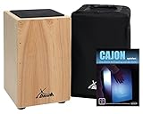 XDrum Cajon Primero Natur - Kistentrommel inkl. Rucksacktasche und Schule - Trommelkiste...