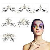 CHIFOOM 6stk Gesicht Glitzersteine Halloween Gesichtstattoo Selbstklebend Strasssteine...