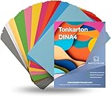 100 Blatt A4 Tonpapier - 250 g/m² Papier - Tonkarton mit 16 Farben bunt mit...