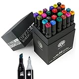 OfficeTree 24 Alkohol Marker - Intensive Farben - Twin Marker Set zum Zeichnen...