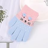 KIZQYN Handschuhe Niedliche Cartoon-Katzenhandschuhe, dick gestrickte Winterhandschuhe,...