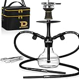 Mini Shisha Set, 42cm Hookah to go mit 2 Anschlüssen 2 Schläuchen - Aluminium...