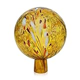 Lauschaer Glas Gartenkugel Rosenkugel mit Granulat gold h 15 cm, d 12cm...