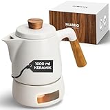 MIAMIO - Teekanne mit Stövchen Set / 1L / 1000 ml Tee Kanne mit Siebeinsatz und Deckel...