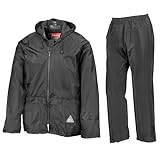 Result Herren Heavyweight Waterproof Jacket & Trouser Set Regenmantel, Schwarz-Schwarz,...