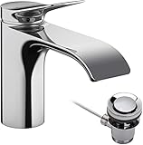 hansgrohe Vivenis - Waschtischarmatur mit Zugstangen-Ablauf, Wasserhahn Bad mit...