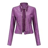 HAOLEI Damen Lederjacke Reißverschluss Wasserdicht Jacke Mantel Kurze Outdoorjacke, Sale...