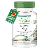 Fairvital | Kupfer Tabletten 2mg - HOCHDOSIERT - Nahrungsergänzungsmittel aus...