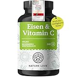 NATURE LOVE® Eisentabletten mit Vitamin C - 240 Stück - 20mg Eisen und 40mg...