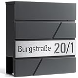 Design Anthrazit Briefkasten mit Hausnummer &Ihre Namen Aluminium Namensschild...