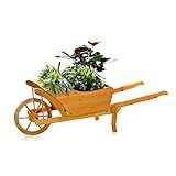 Melko Pflanzschubkarre/Blumenkarre aus Holz, 129 × 45 × 43 cm, braun, Schubkarre...